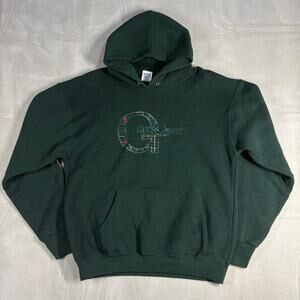 VTG 90s Guess Jeans by Georges Marciano Plaid G Logo Forest Green Hoodie Sz M